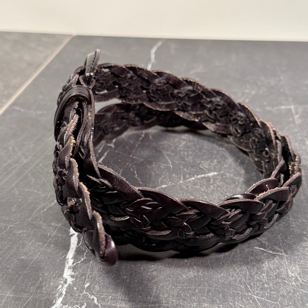 Womens‎ Talbots Braided Leather Belt Black | 34W Size 16  | Woven Buckle - Picture 9 of 11